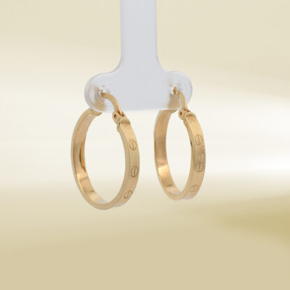 18K Yellow Gold Brand-Inspired Hoop Earrings - Image 4