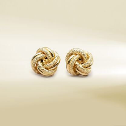 18K Yellow Gold Knot Design Earrings