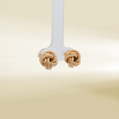 18K Yellow Gold Knot Design Earrings - Image 4