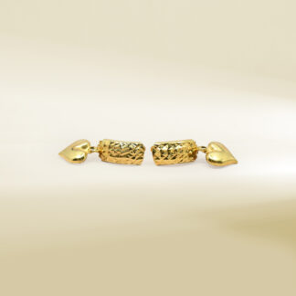 18K Yellow Gold Heart Dangle Earrings