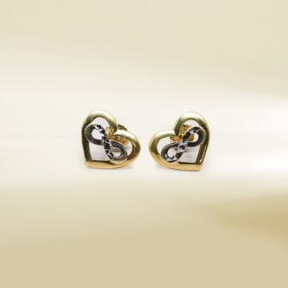 18K Two-Tone Heart and Infinity Design Earrings