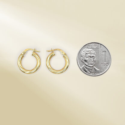18K Yellow Gold Twisted Hoop Earrings - Image 2