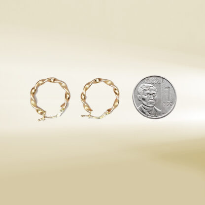 18K Yellow Gold Twisted Hoop Earrings - Image 2