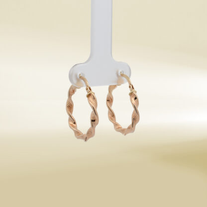 18K Yellow Gold Twisted Hoop Earrings - Image 4