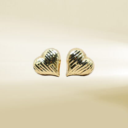 18K Yellow Gold Heart Design Earrings