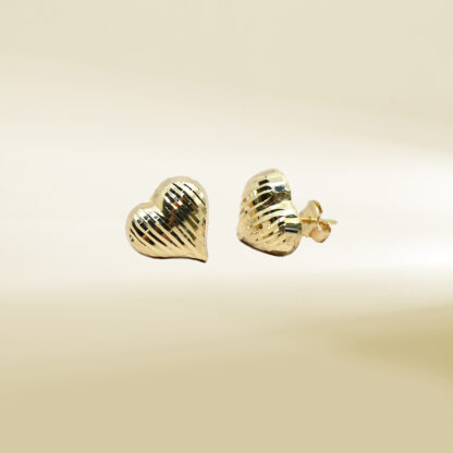 18K Yellow Gold Heart Design Earrings - Image 3