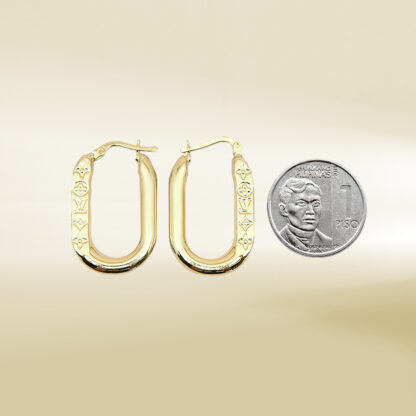 18K Yellow Gold U-Shaped Brand-Inspired Hoop Earrings - Image 2