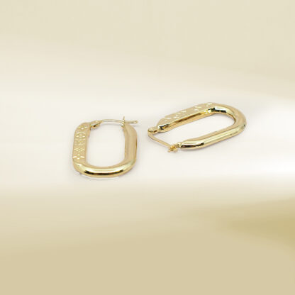 18K Yellow Gold U-Shaped Brand-Inspired Hoop Earrings - Image 3