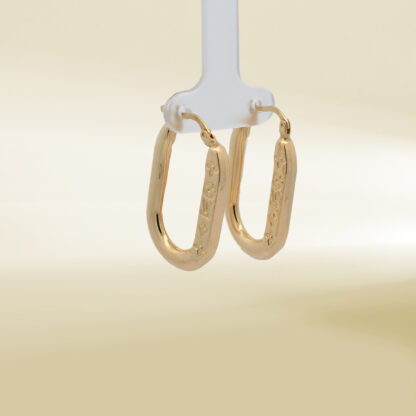 18K Yellow Gold U-Shaped Brand-Inspired Hoop Earrings - Image 4