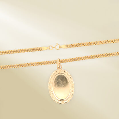 18K Yellow Gold Curb Chain Necklace with Mother Mary Pendant - Image 3