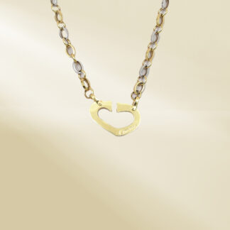 18K Two-Tone Cable Chain Necklace with Brand-Inspired Pendant