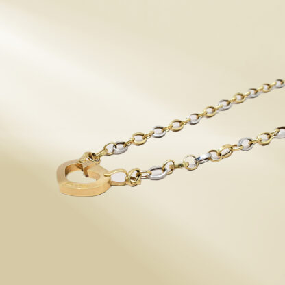 18K Two-Tone Cable Chain Necklace with Brand-Inspired Pendant - Image 2