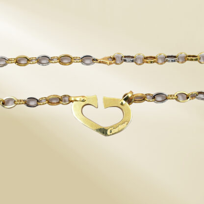 18K Two-Tone Cable Chain Necklace with Brand-Inspired Pendant - Image 3