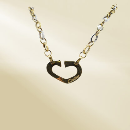 18K Two-Tone Cable Chain Necklace with Brand-Inspired Pendant - Image 4