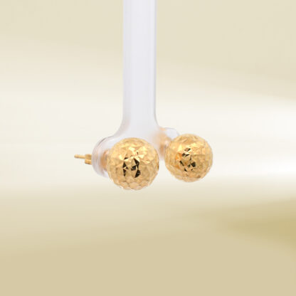 18K Yellow Gold Ball Design Earrings - Image 4