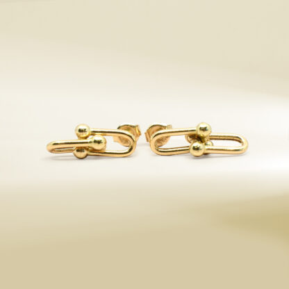 18K Yellow Gold Brand Inspired Drop Earrings