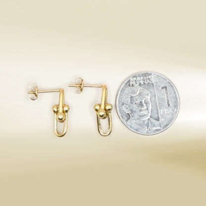 18K Yellow Gold Brand Inspired Drop Earrings - Image 2