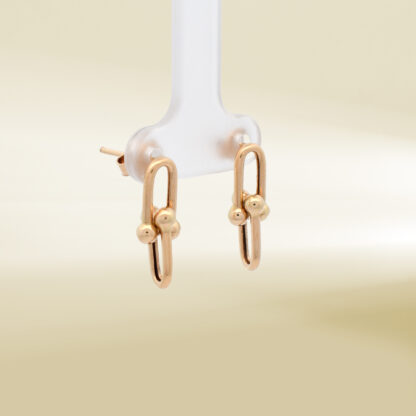 18K Yellow Gold Brand Inspired Drop Earrings - Image 4