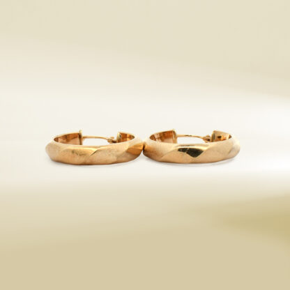 18K Yellow Gold Textured Hoop Earrings