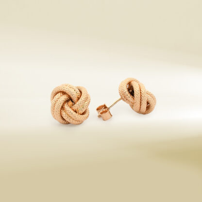 18K Yellow Gold Knot Design Earrings - Image 3