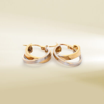 18K Two-Tone Double Hoop Earrings