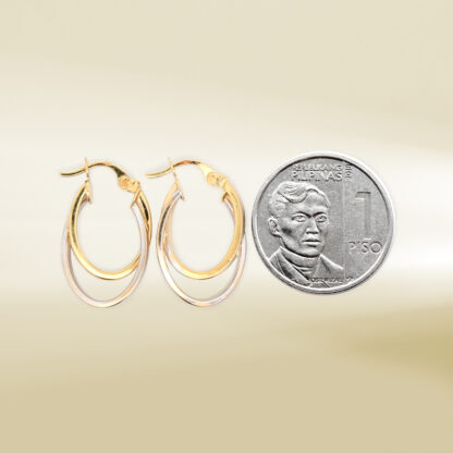 18K Two-Tone Double Hoop Earrings - Image 2