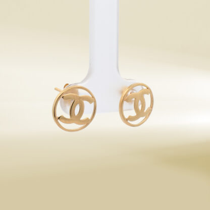 18K Yellow Gold Brand-Inspired Earrings - Image 4