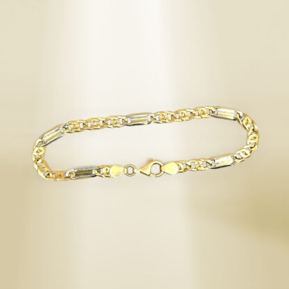 18K Yellow Gold Figaro Chain Bracelet - Image 3