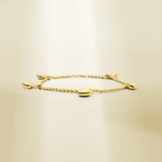 18K Yellow Gold Rope Chain with Heart Charm Bracelet