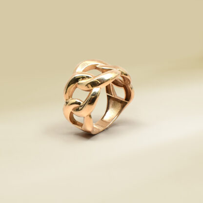 18K Yellow Gold Curb Design Band Ladies' Ring - Image 3