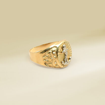 18K Two-Tone Anchor Design Gents' Ring - Image 2