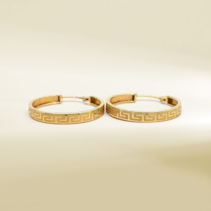 18K Yellow Gold Brand Inspired Hoop Earrings