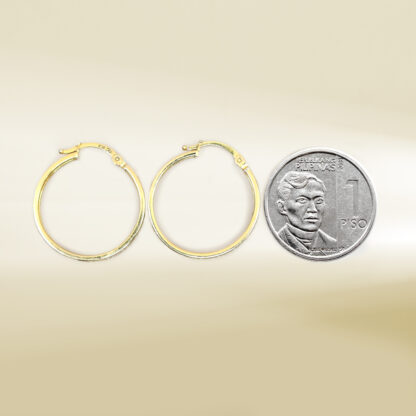 18K Yellow Gold Brand Inspired Hoop Earrings - Image 2