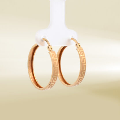 18K Yellow Gold Brand Inspired Hoop Earrings - Image 4