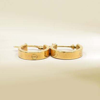 18K Yellow Gold Brand Inspired Mini Hoop Earrings
