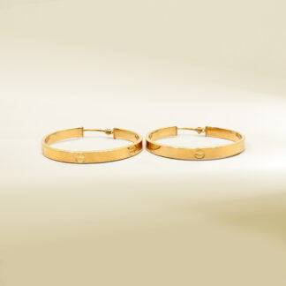 18K Yellow Gold Brand Inspired Hoop Earrings