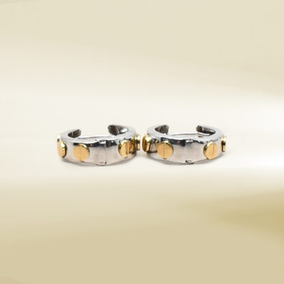 18K Two-Tone Brand Inspired Mini Hoop Earrings
