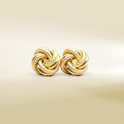 18K Yellow Gold Knot Design Earrings