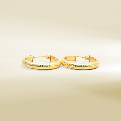 18K Yellow Gold Brand Inspired Hoop Earrings