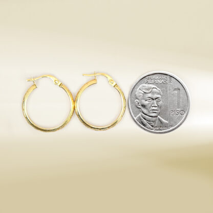 18K Yellow Gold Brand Inspired Hoop Earrings - Image 2