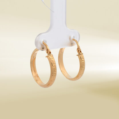 18K Yellow Gold Brand Inspired Hoop Earrings - Image 4