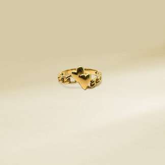 18K Yellow Gold Heart Design Ladies' Ring