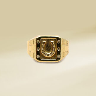 18K Yellow Gold Horseshoe Design Gents' Ring