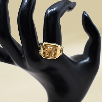 18K Yellow Gold Horseshoe Design Gents' Ring - Image 4
