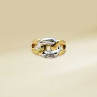18K Two-Tone Curb Design Band Ladies' Ring