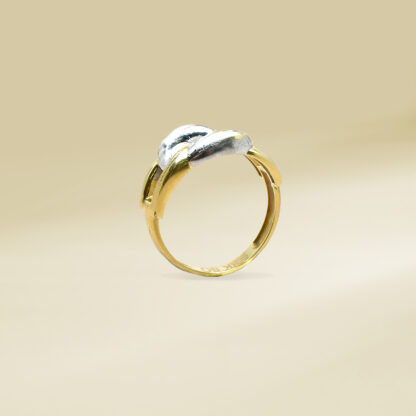 18K Two-Tone Curb Design Band Ladies' Ring - Image 3