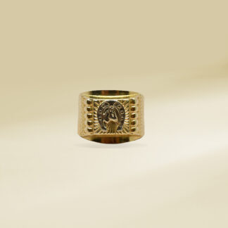 18K Yellow Gold Horse Design Gents' Ring