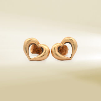 18K Yellow Gold Heart Design Earrings