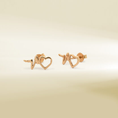 18K Yellow Gold Heart Design Earrings - Image 3