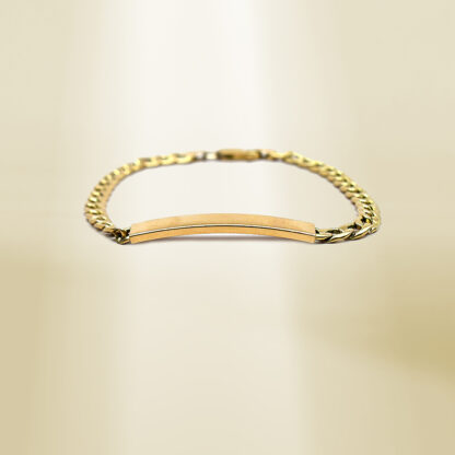 18K Yellow Gold Curb Chain ID Bracelet